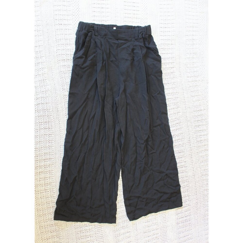Halara Wide Leg Flowy Palazzo Casual Linen Feel Pants Black Size M/P Pockets